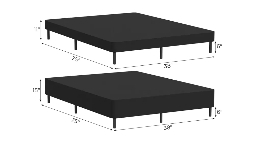 9" or 5" Universal Box Spring w/Legs Dimensions