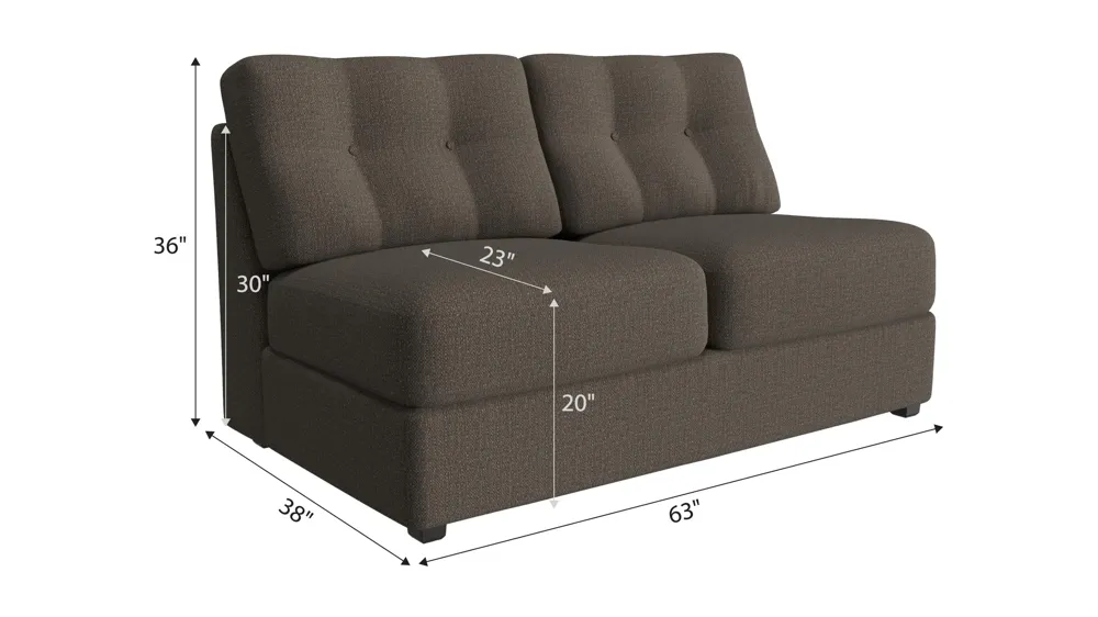 ModularOne Armless Loveseat w/ Full Sleeper Dimensions