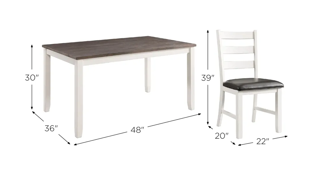 Glenwood 5-pc. Dining Set Dimensions