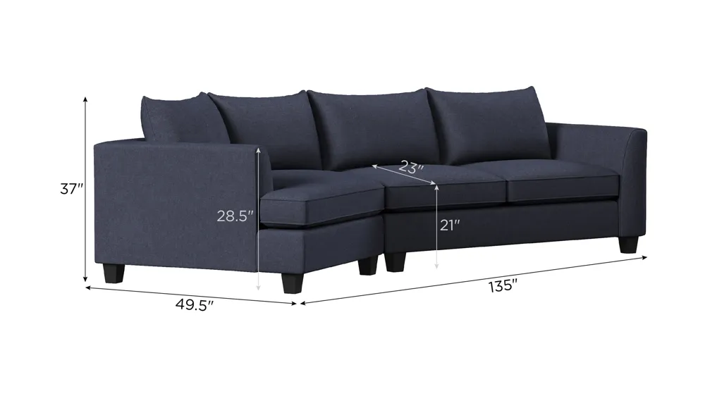 Daine 2-pc. Sectional Dimensions