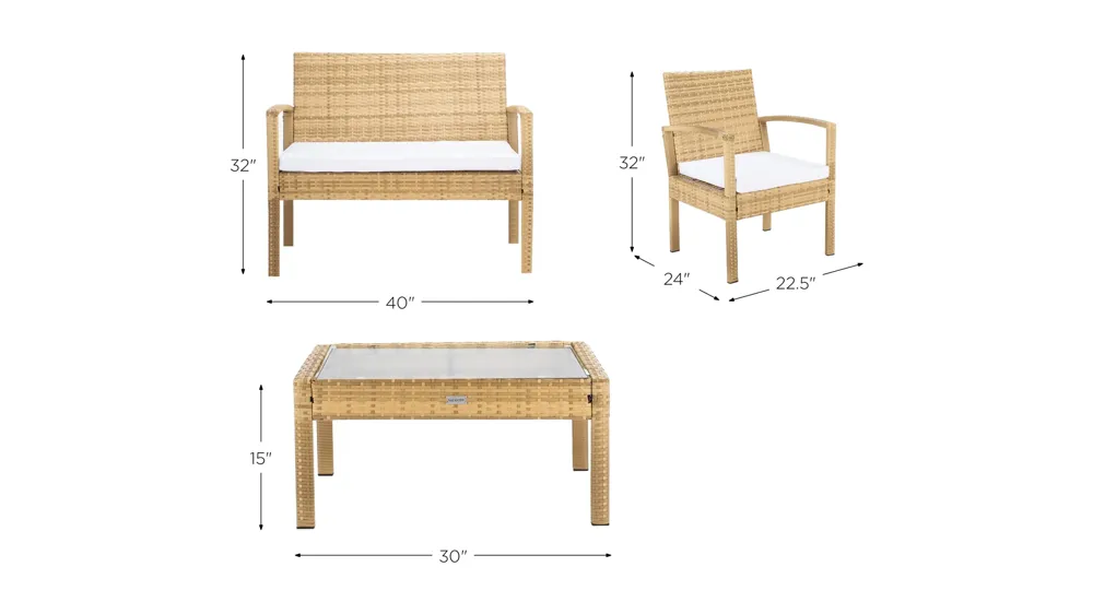 Thessaly 4-pc. Patio Set Dimensions