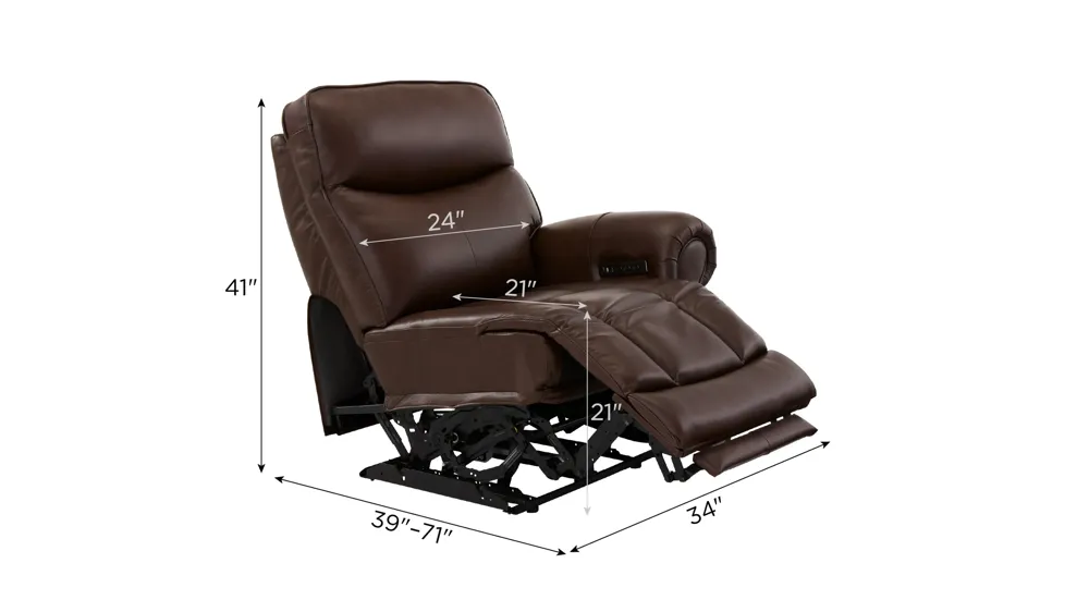 Brooks Right Arm Facing Triple Power Recliner Dimensions