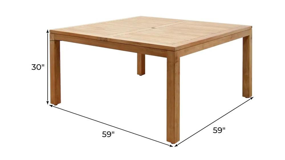 Amazonia Outdoor Teak Square Dining Table Dimensions