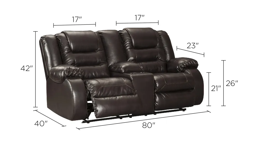 Aldric Reclining Loveseat w/ Console Dimensions