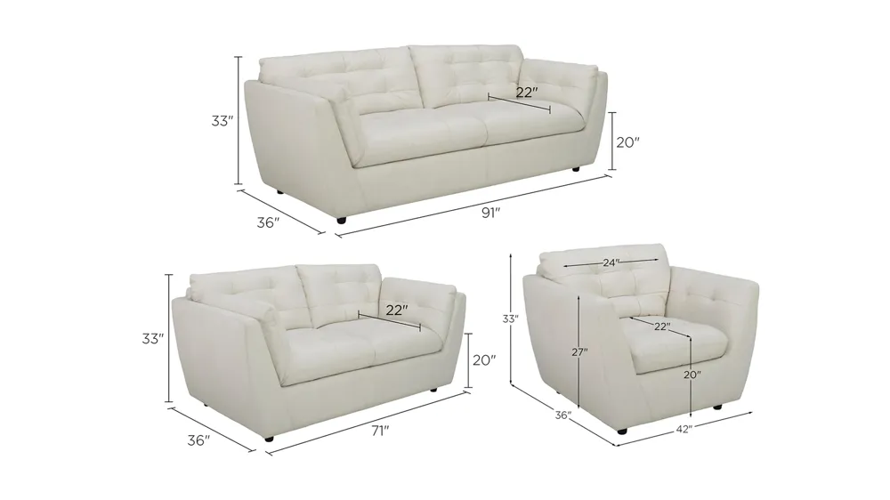 Damar Living Room Set Dimensions