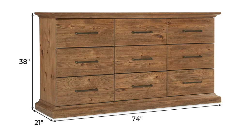 Big Sky Nine-Drawer Dresser Dimensions
