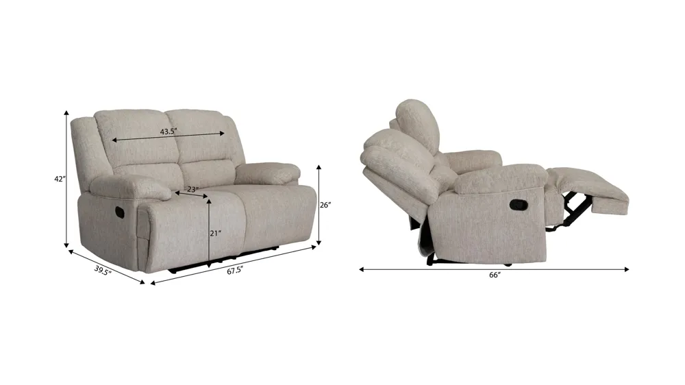 Colburn Manual Loveseat Dimensions