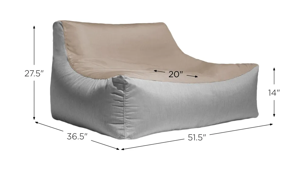 Veridiana Outdoor Bean Bag Loveseat / Modern Patio Sofa Dimensions