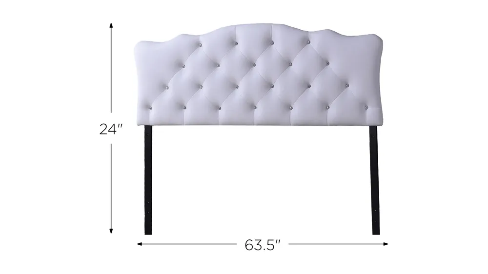 Rita Faux Leather Upholstered Button-tufted Scalloped Headboard Dimensions
