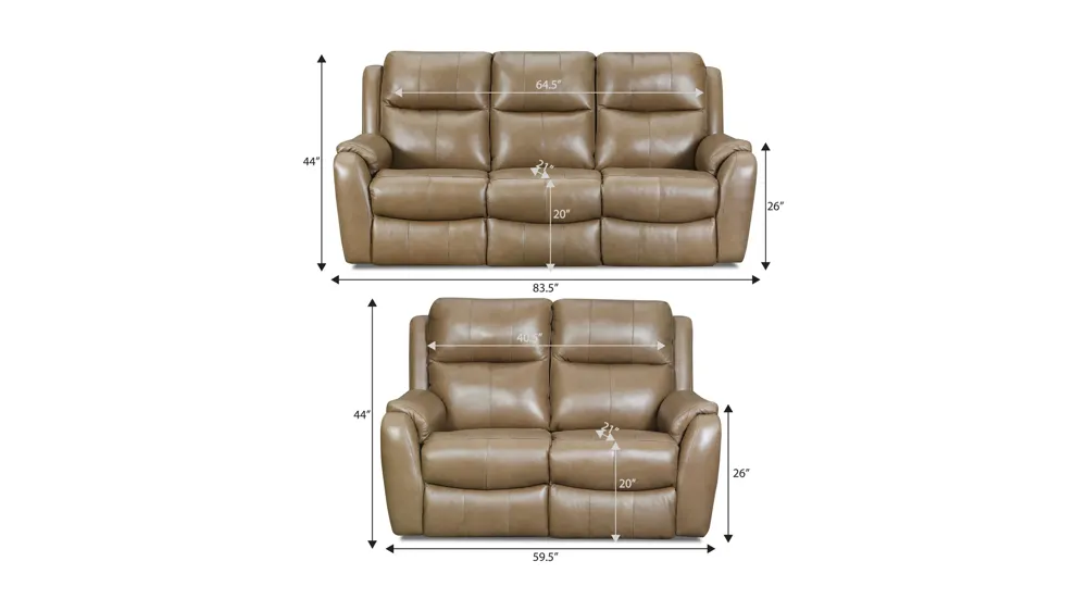 Stevens Reclining 2-pc. Living Room Set Dimensions