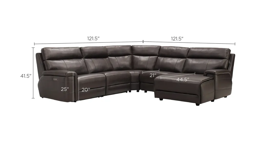 Conrad 5-pc. Sectional Sofa Dimensions
