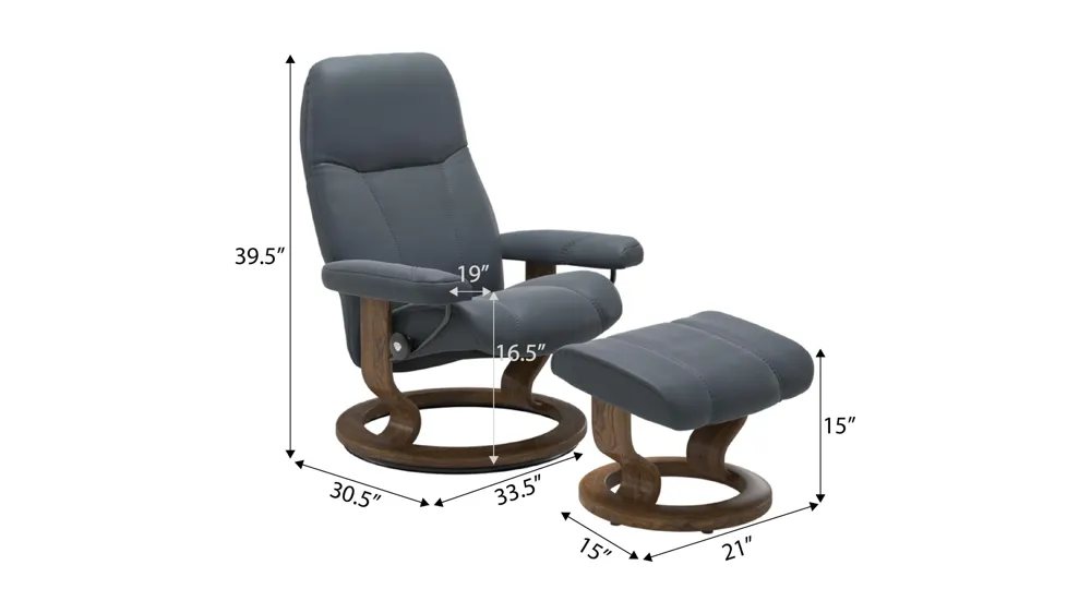 Consul Large Recliner & Ottoman Dimensions
