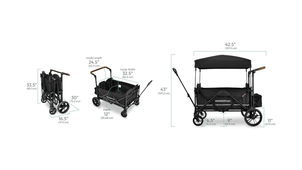 Push and Pull Quad Stroller Wagon Dimensions