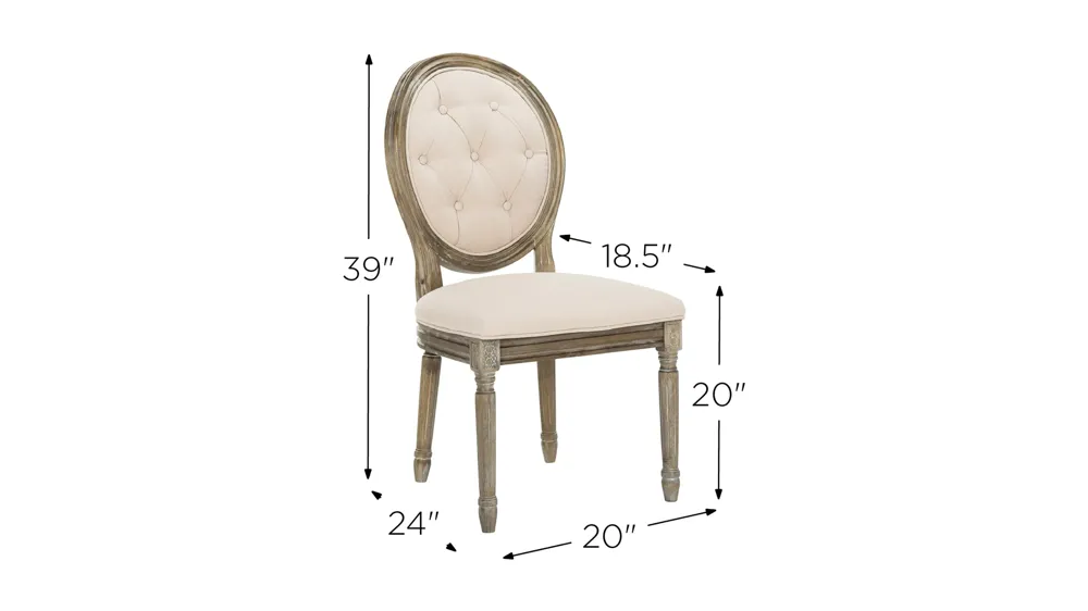 Holloway Tufted Oval Dining Chair - Set of 2 Dimensions