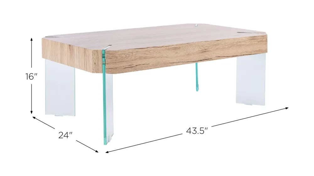 Mae Rectangular Glass Leg Coffee Table Dimensions