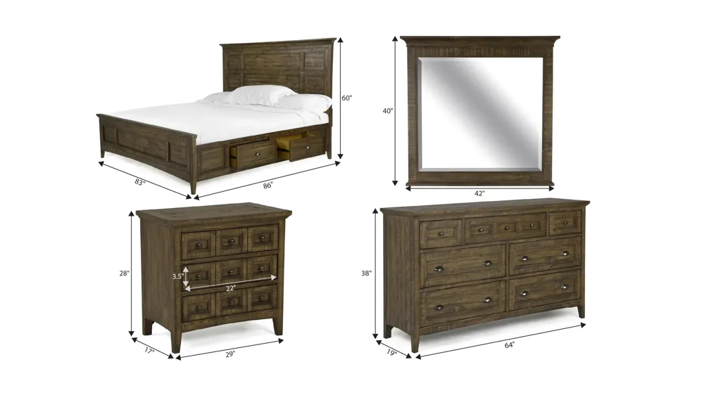 Ivy Ridge 4-pc. Platform Storage Bedroom Set Dimensions