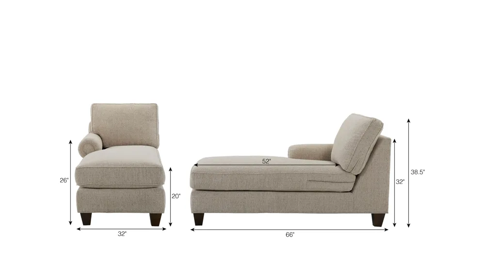 Crestwood Left Arm Facing Chaise Dimensions