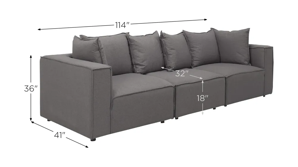 Loris Chenille 3-pc. Pit Sectional Dimensions