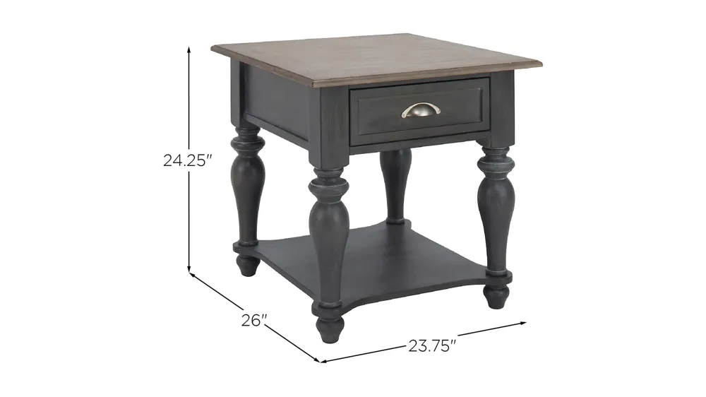 Charleston Rectangular End Table Dimensions