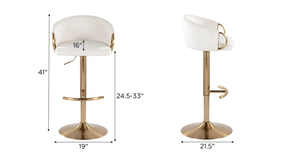 Claire Adjustable Barstool - Set of 2 Dimensions