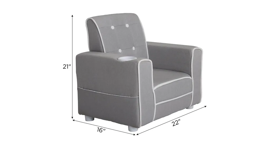 Riley Upholstered Chair With Cup Holder Dimensions