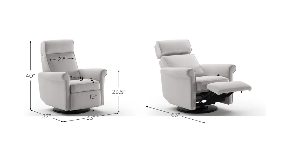 Rolled Manual Recliner Dimensions