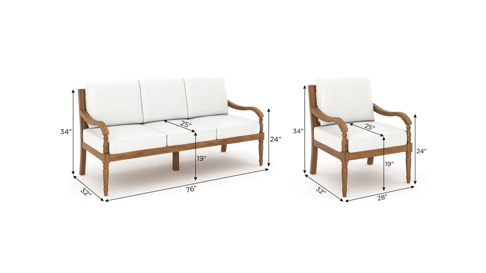 Savannah 3-PC Patio Conversation Set Dimensions