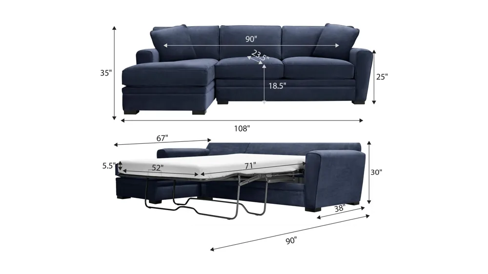 Artemis II 2-pc. Sectional w/ Full Sleeper Dimensions