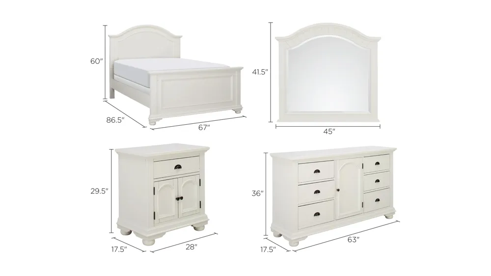Maevery 4-pc. Queen Bedroom Set Dimensions