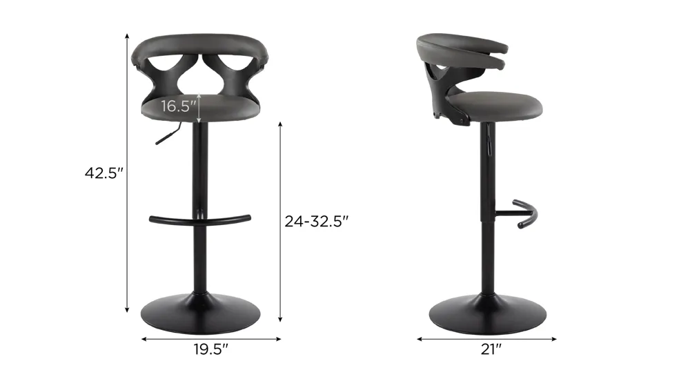 Gardenia Adjustable Barstool - Set of 2 Dimensions