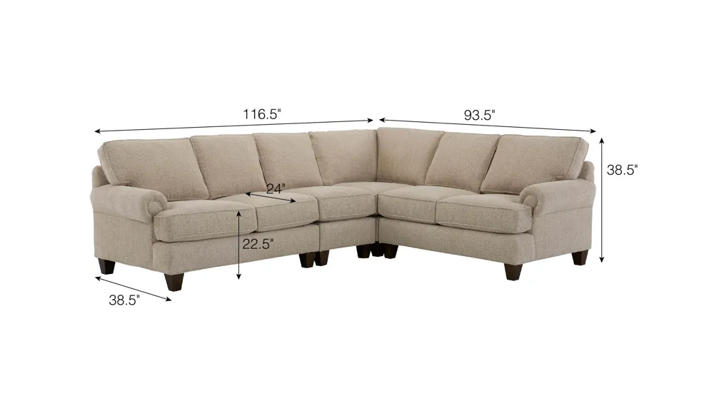 Crestwood 4-pc. Sectional Dimensions