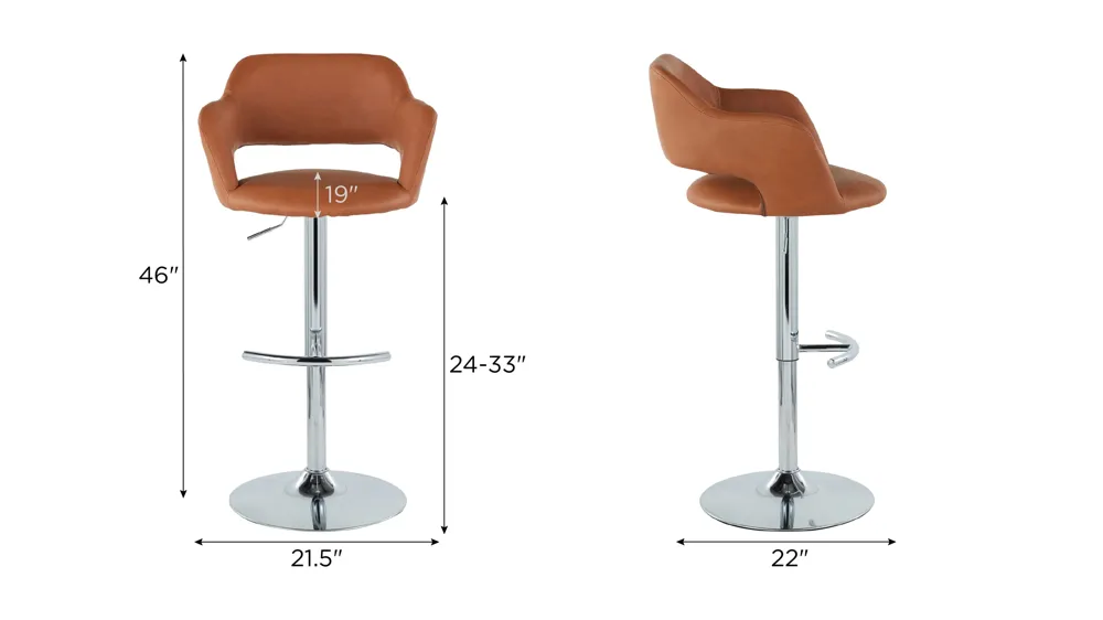 Margarite Adjustable Barstool - Set of 2 Dimensions
