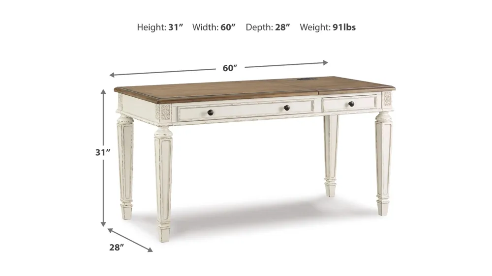 Realyn Lift-Top Desk Dimensions