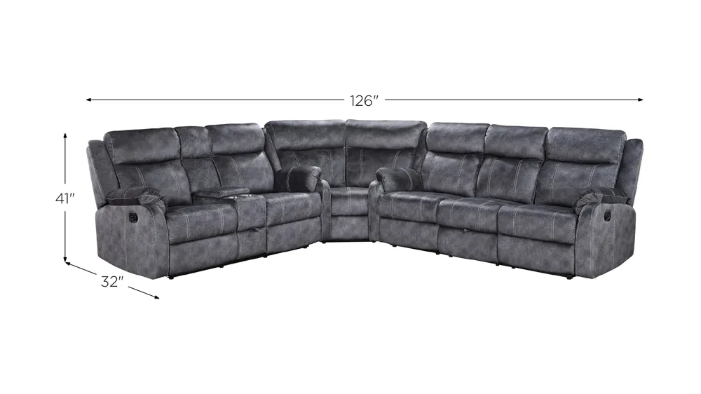 Simpson Reclining Sectional Granite With Drop Down Table And Drawer Dimensions