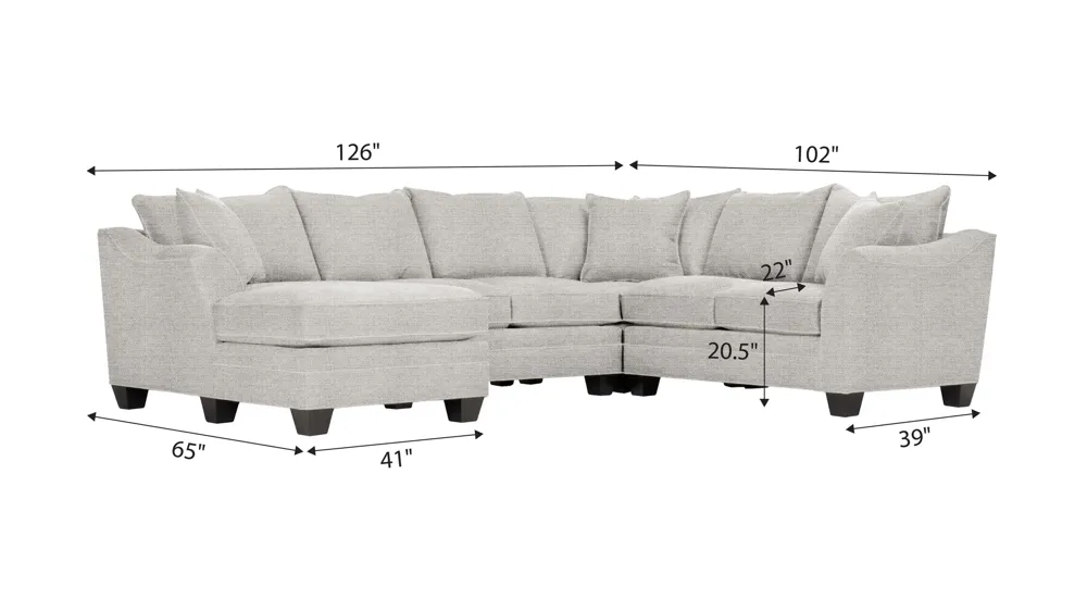 Foresthill 4-pc. Left Hand Chaise Sectional Sofa Dimensions