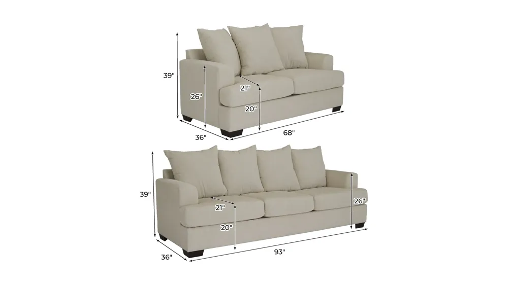 Waldron Living Room Set Dimensions