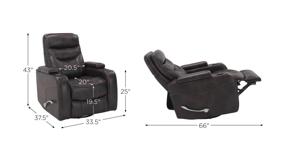 Mitch Swivel Recliner Dimensions