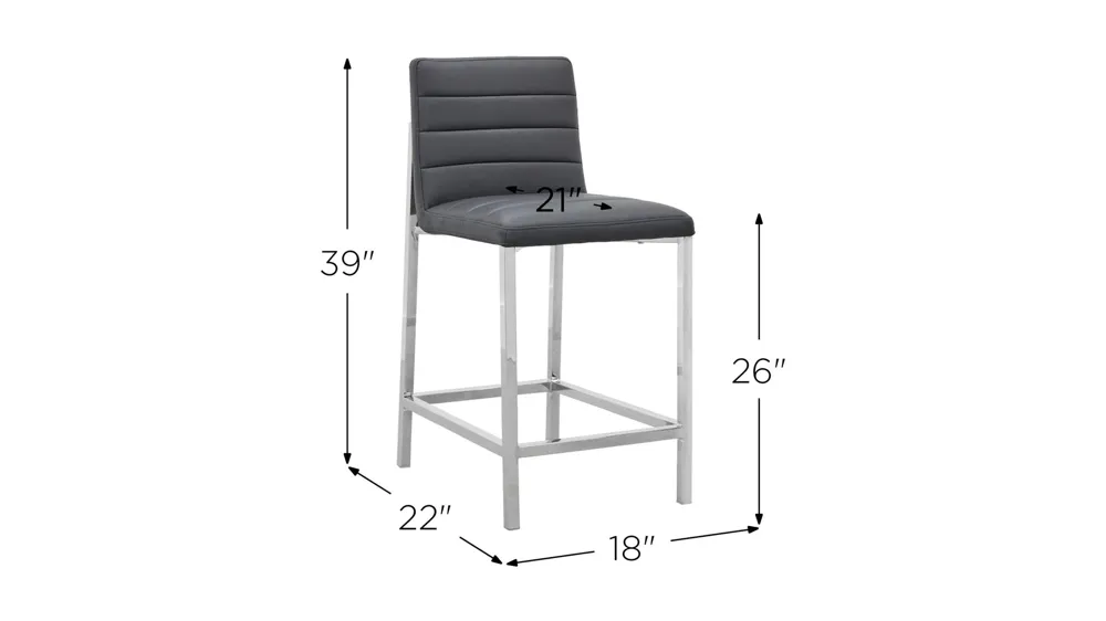 Amalfi Metal Back Counter Stool- Set of 2 Dimensions