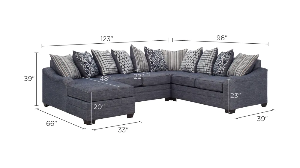 Hamden 4-pc. Chenille Sectional Sofa Dimensions