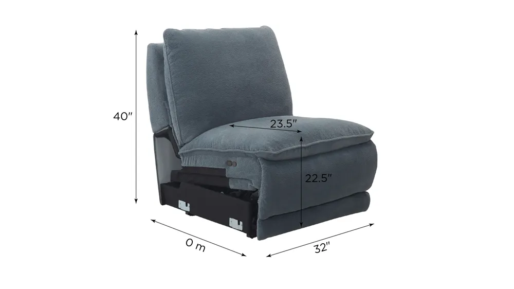 Celine Armless Recliner w/ Power Headrest Dimensions