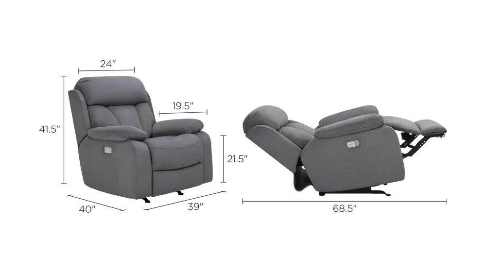 Connell Power Rocker Recliner Dimensions