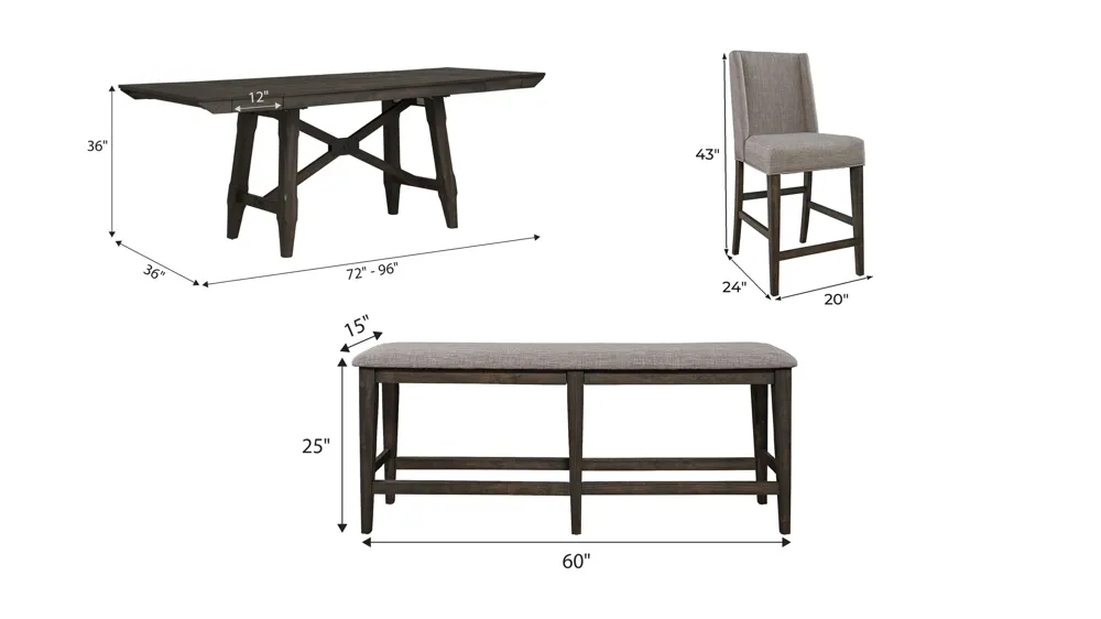 Double Bridge 6-pc. Counter Height Dining Set Dimensions