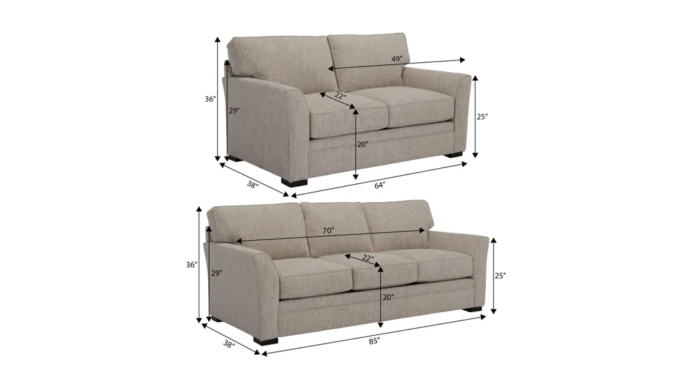 Artemis III 2-pc. Living Room Set Dimensions