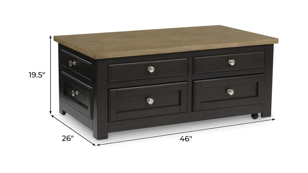 Drazmine Lift-Top Coffee Table Dimensions