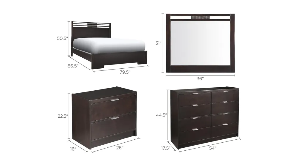 Concorde 4-pc. Platform Bedroom Set Dimensions