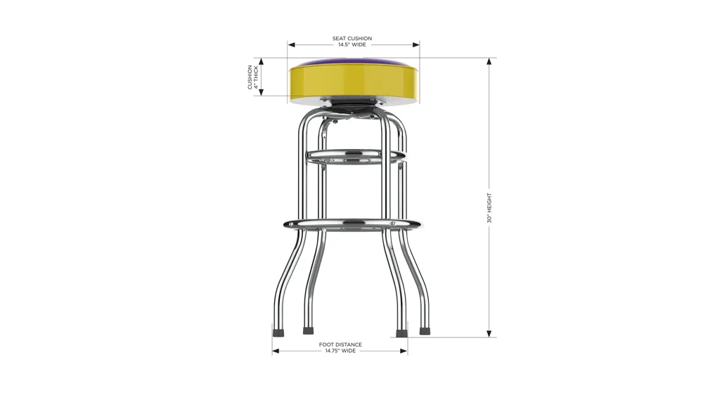 NCAA Backless Swivel Bar Stool Dimensions