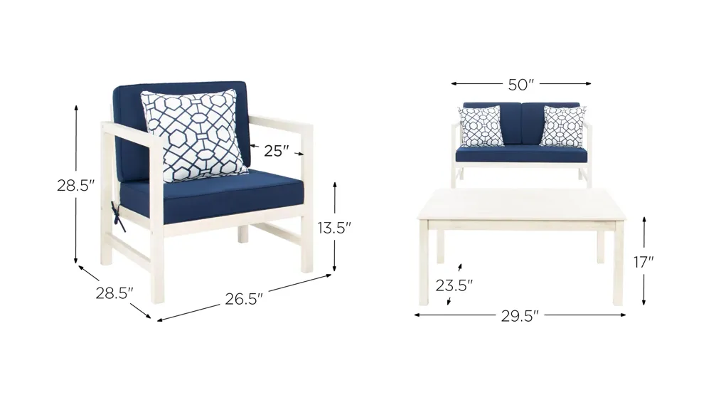 Colson 4-pc. Patio Set Dimensions