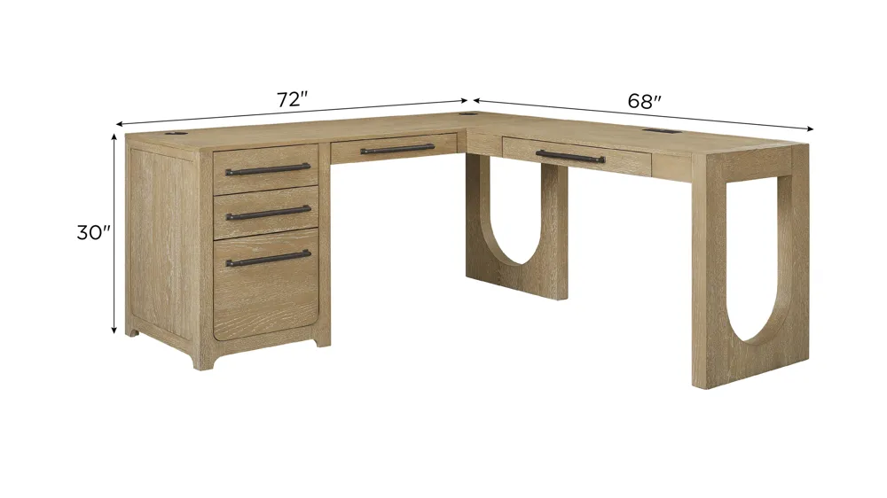 Canyon Drive L-Shape Pedestal Desk Dimensions