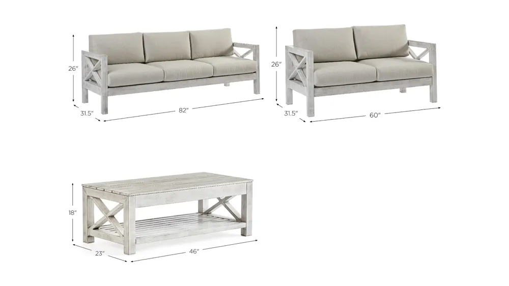 Farlowe 3-pc. Outdoor Living Outdoor Sofa Set Dimensions