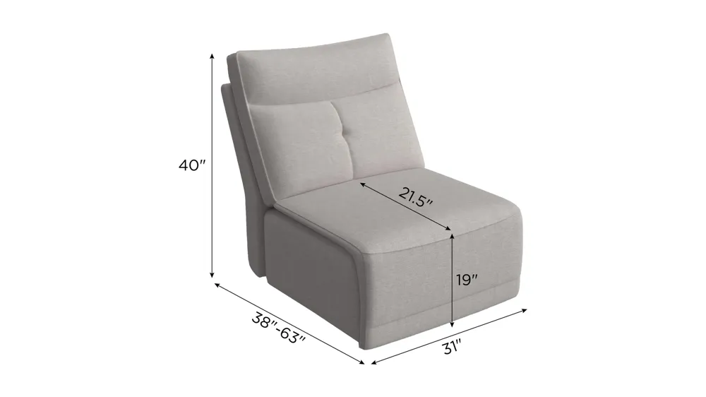 Graceland Dual Power Armless Recliner Dimensions
